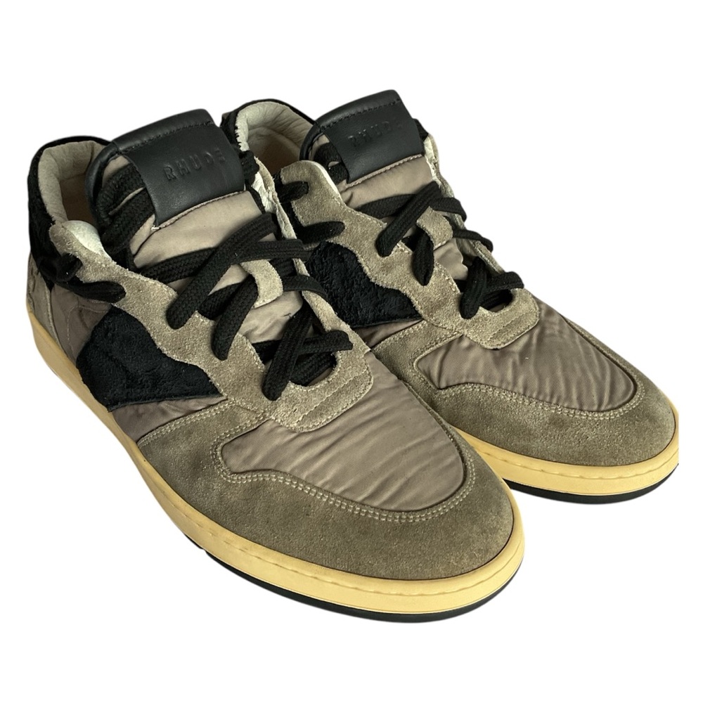 RHUDE Rhecess Low Top Leather Sneakers Grey Black Men’s Size 9